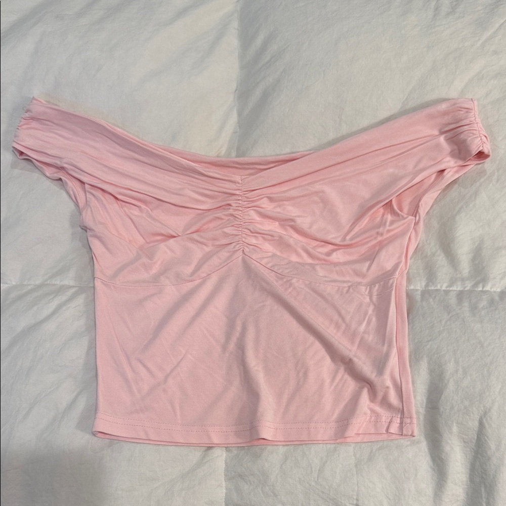 SHEIN Pink Off-Shoulder Crop Top